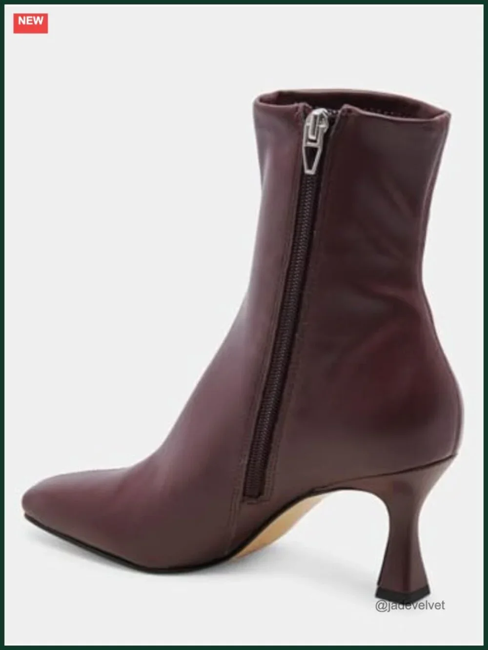 Kitten Heel Ankle Boots Square Toe Side Zip Faux Leather Booties